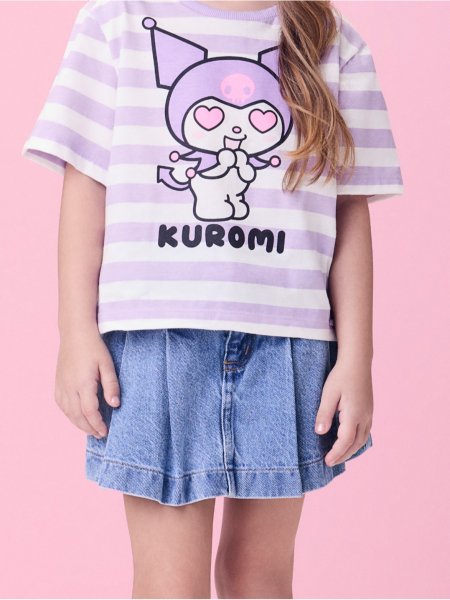 Short Saia Jeans com Pregas