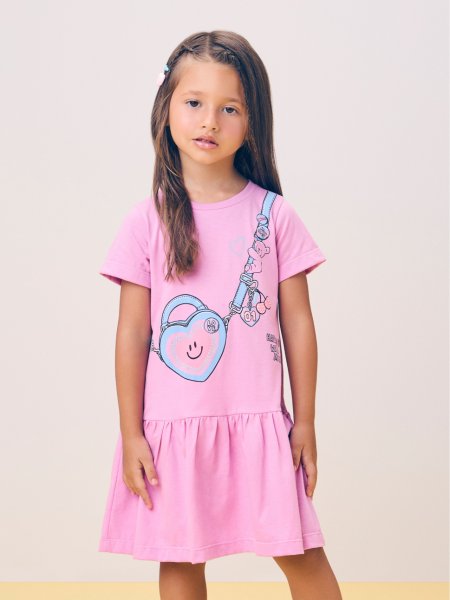 Vestido Lilás com Bolsinha de Strass