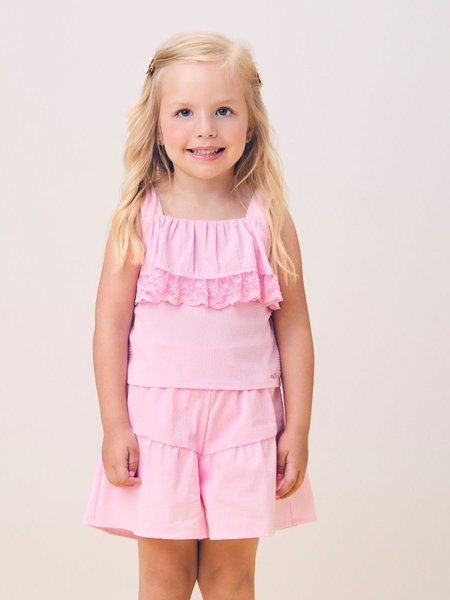 Conjunto Rosa com Babado de Renda