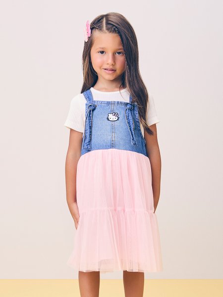 Vestido com Saia em Tule da Hello Kitty