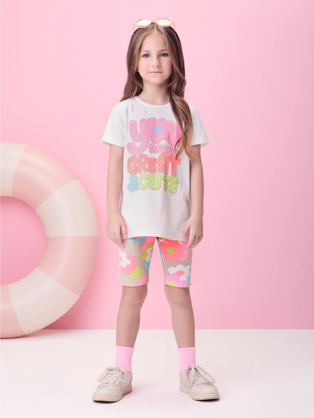 Conjunto Neon Florido com Strass