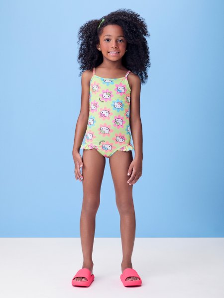 Maiô Neon da Hello Kitty e Flores