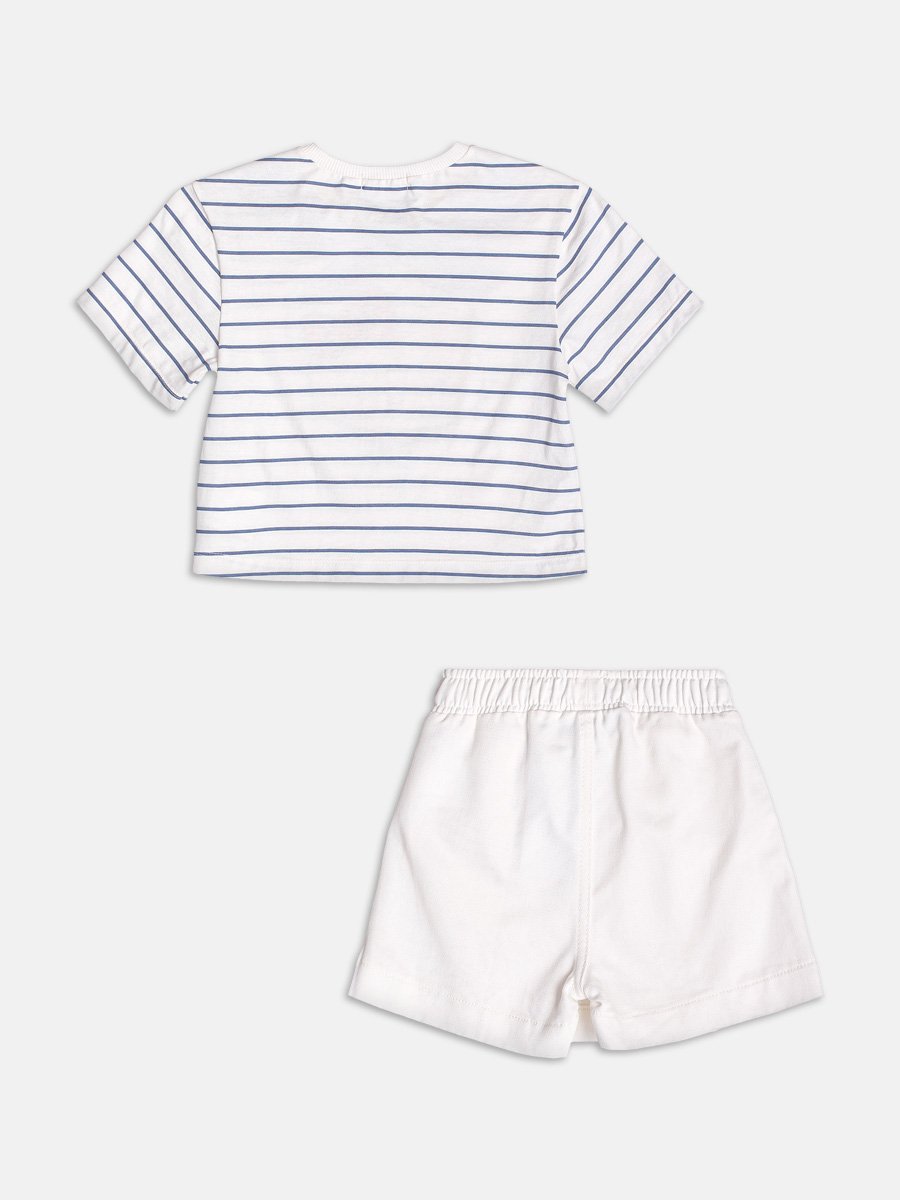 Conjunto Off Listrado da Hello Kitty