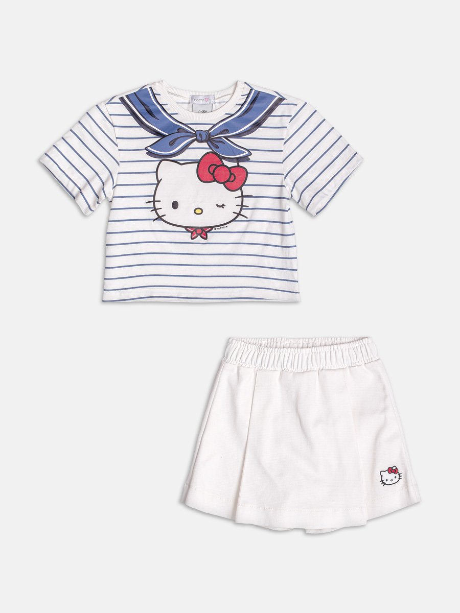 Conjunto Off Listrado da Hello Kitty