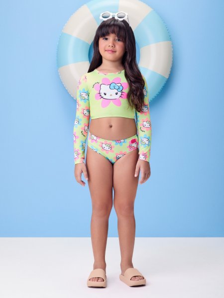 Biquíni Manga Longa Neon da Hello Kitty