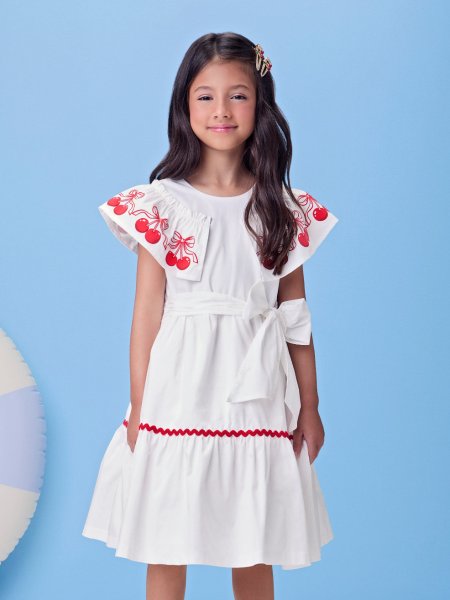 Vestido Tricoline de Cerejinhas