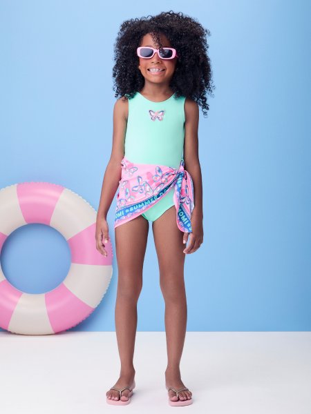 Maiô Verde com Lenço Estampado