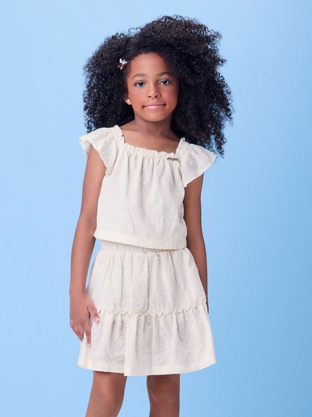 Conjunto Tricoline com Bordada de Flores