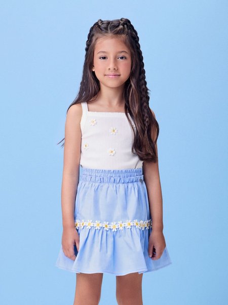 Conjunto Canelado Azul com Florzinhas