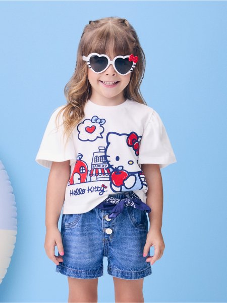 Blusa Off da Hello Kitty com Pedraria