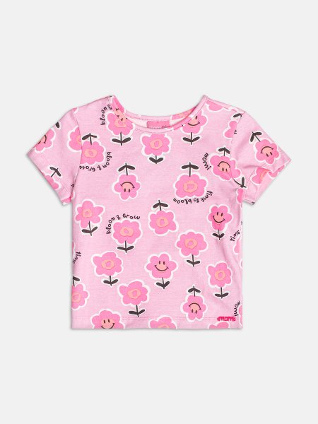 Blusa Manga Curta de Flores Abstratas