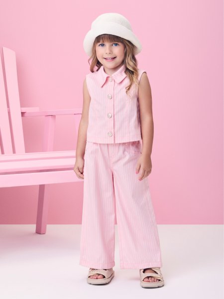 Colete de Sarja Rose Listrado