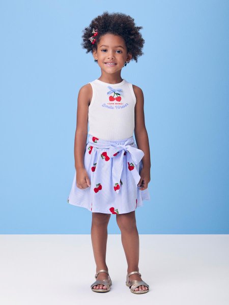 Conjunto Listrado com Lacinho e Cerejas