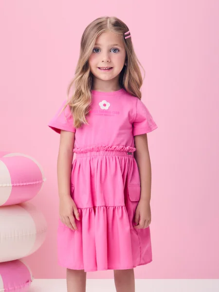 Vestido Rosa Coral com Bolsos