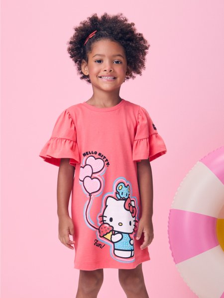 Vestido Rosa Coral da Hello Kitty