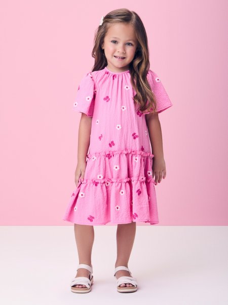 Vestido Anarrugado Rosa de Flor