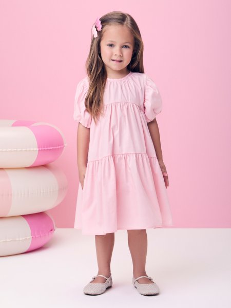 Vestido Rosa com Pingente de Pêssego