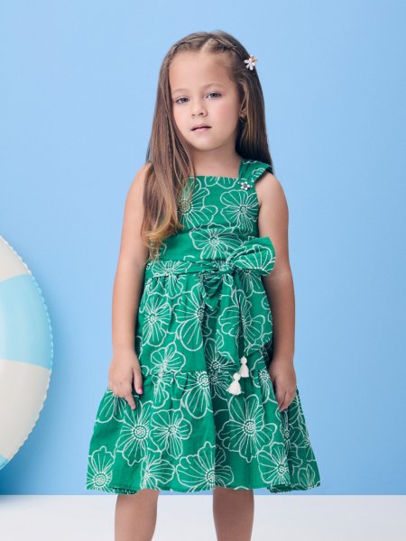 Vestido Verde de Laise com Bordado