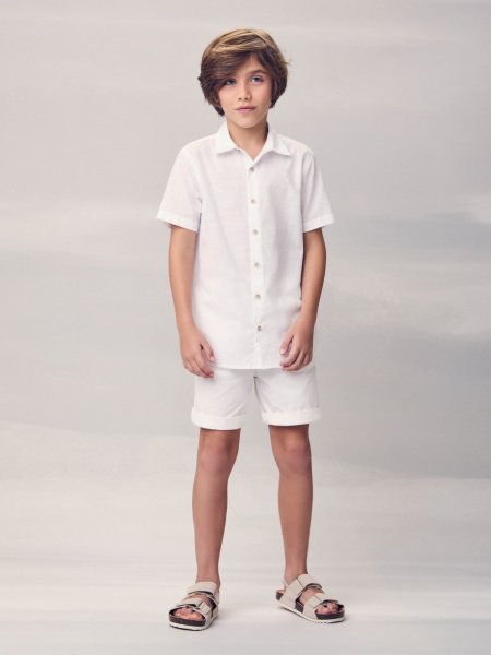 Camisa Off White com Botões Rajados