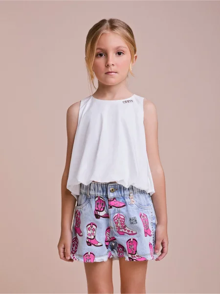 Blusa Infantil de Tricoline Balonê