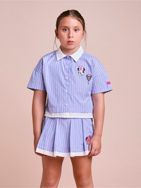 Conjunto Infantil Listrado com Patch da Minnie Disney
