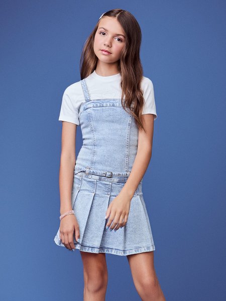 Vestido Jeans Azul com Pregas