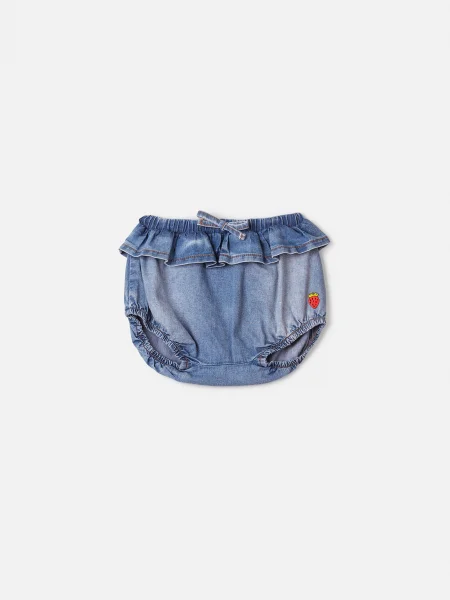 Short Jeans Infantil com Patch de Morango