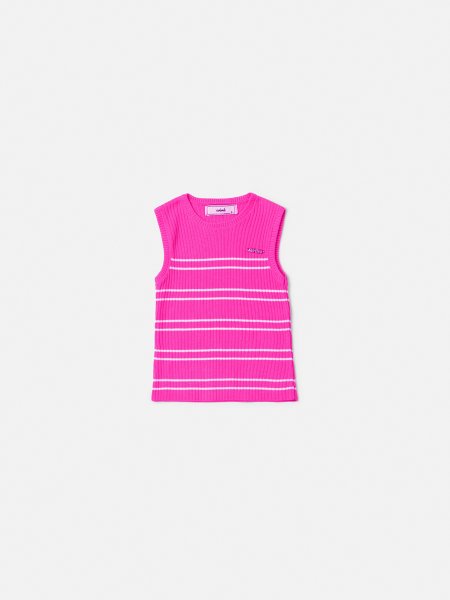 Blusa Infantil de Tricot Pink com Listras