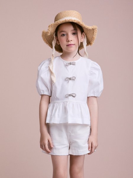 Blusa Infantil Balonê com Laços