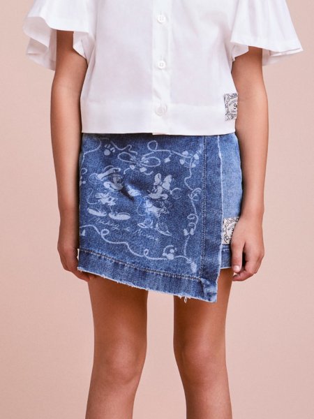 Short Saia Infantil Jeans da Disney