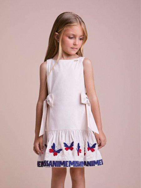 Vestido Infantil com Borboletas e Laços