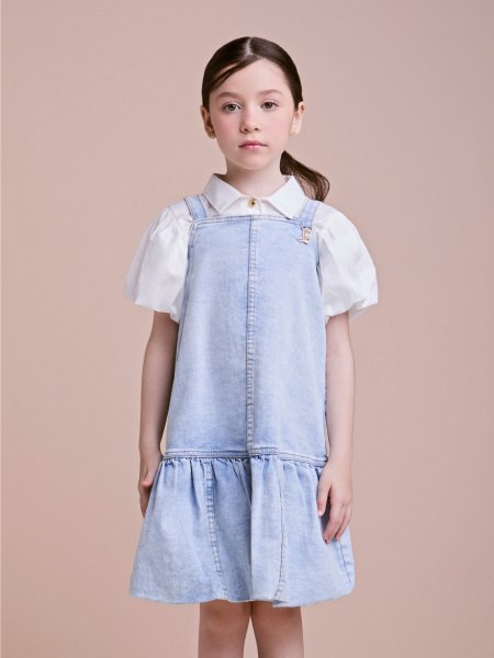 Salopete Infantil Jeans Balonê com Pingente