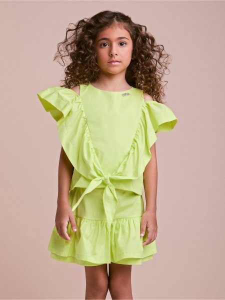 Conjunto Saia e Blusa com Abertura no Ombro