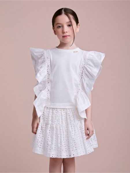 Conjunto Infantil com Blusa e Saia de Laise