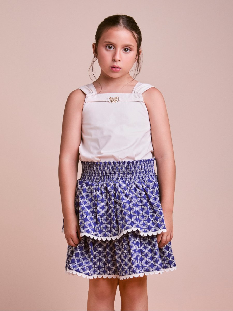 Conjunto Infantil com Camisa e Saia Bordada