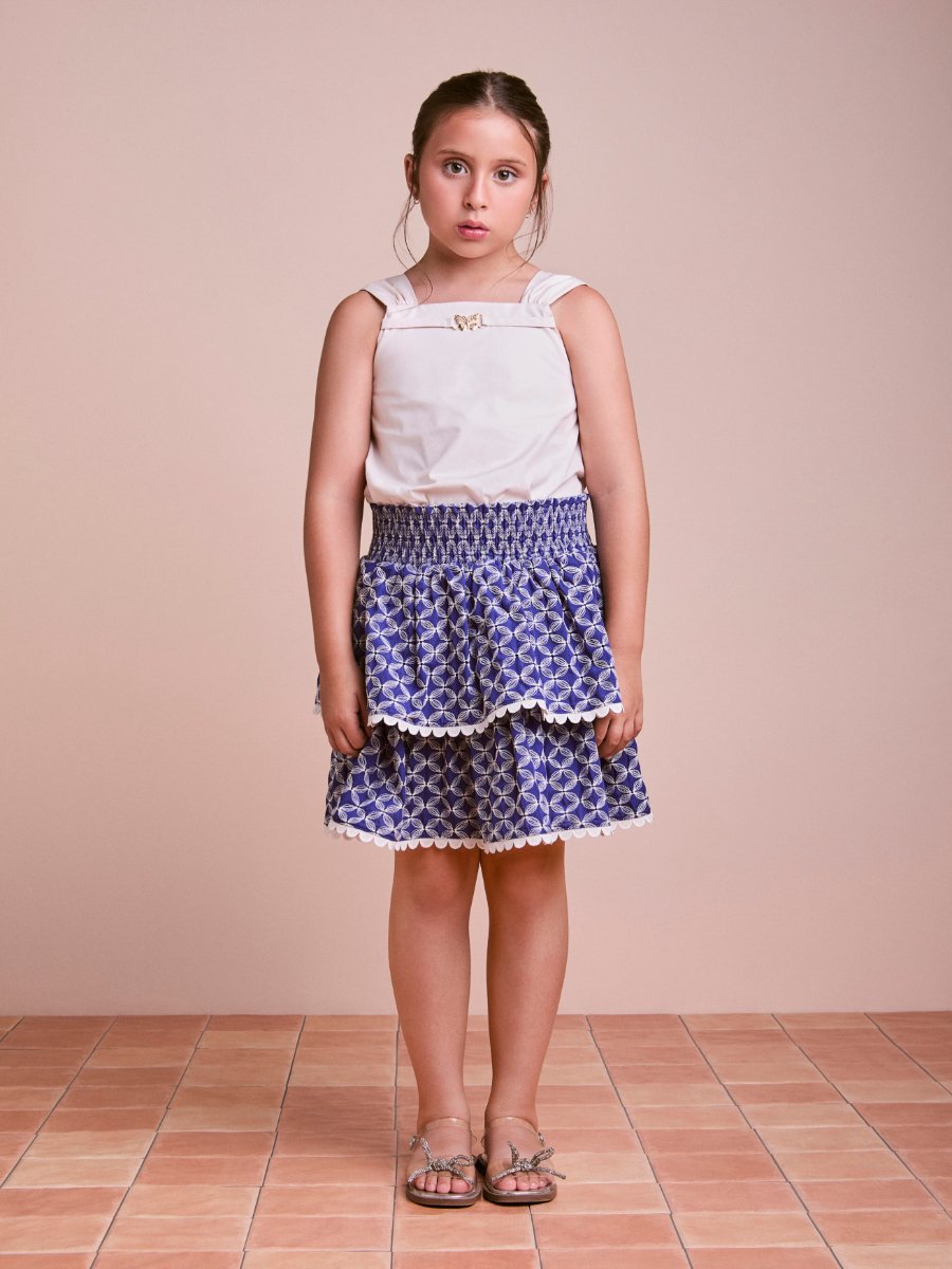 Conjunto Infantil com Camisa e Saia Bordada