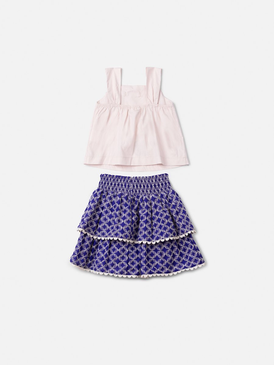 Conjunto Infantil com Camisa e Saia Bordada