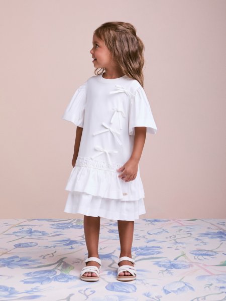 Vestido Infantil com Laços e Babados