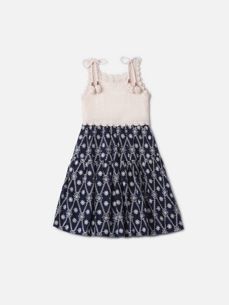 Vestido Infantil de Laise Floral com Tricot