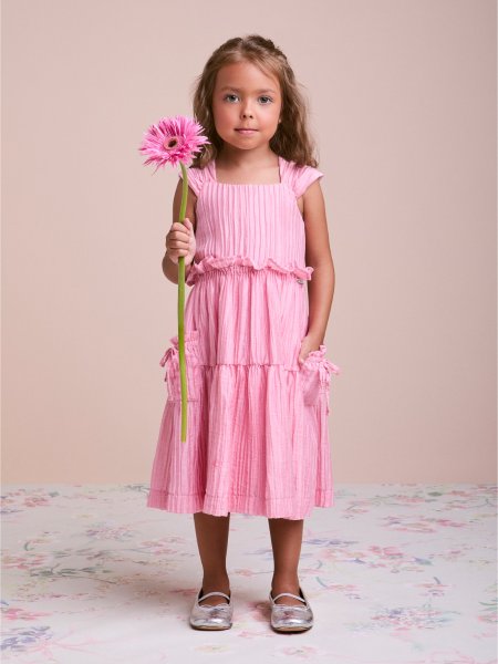 Vestido Infantil de Anarruga com Bolsinhos