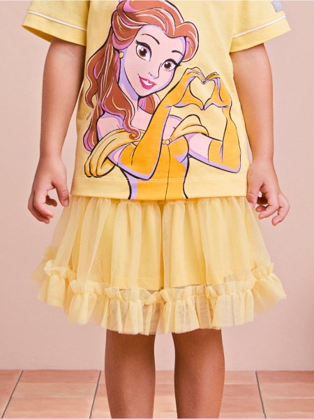 Saia Infantil de Tule Amarelo com Babados