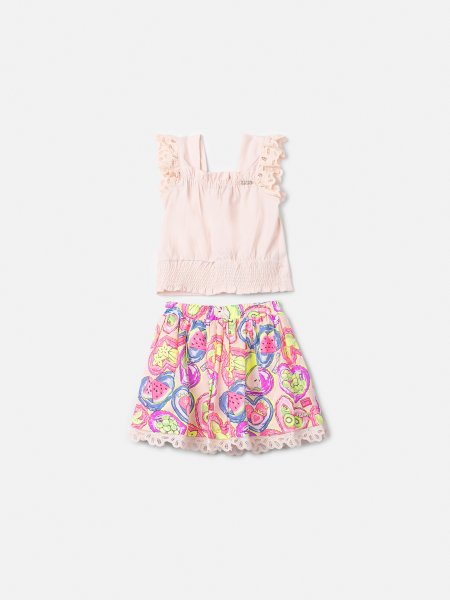 Conjunto Infantil Fruit Print com Renda