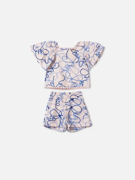 Conjunto Infantil Estampado com Laços