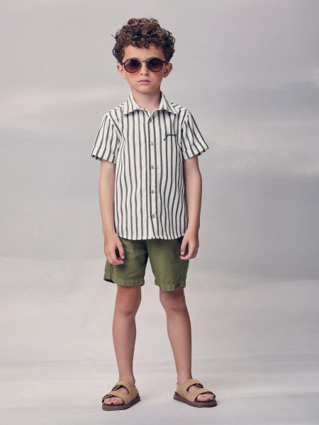 Conjunto Verde Listrado com Bordado