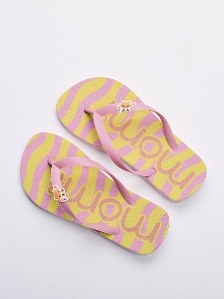 Chinelo Menina Rosa Neon Listrado