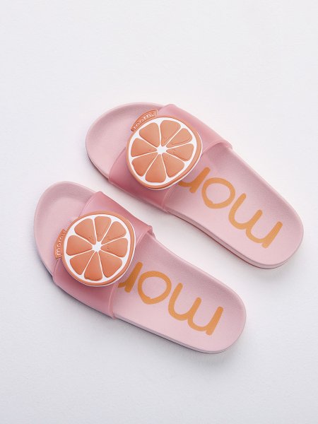 Chinelo Menina Slide com Patch de Laranja