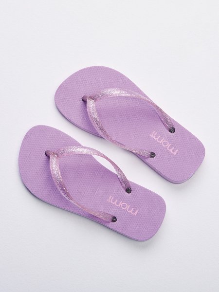 Chinelo Flip Roxo com Tiras de Brilho