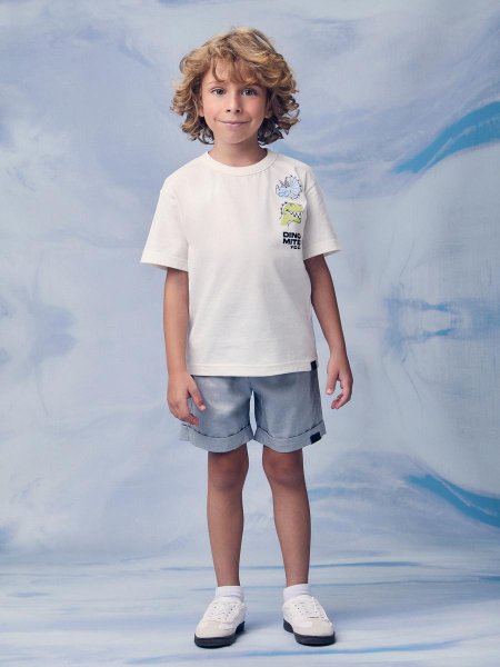 Conjunto Cinza com Estampa de Dinossauros