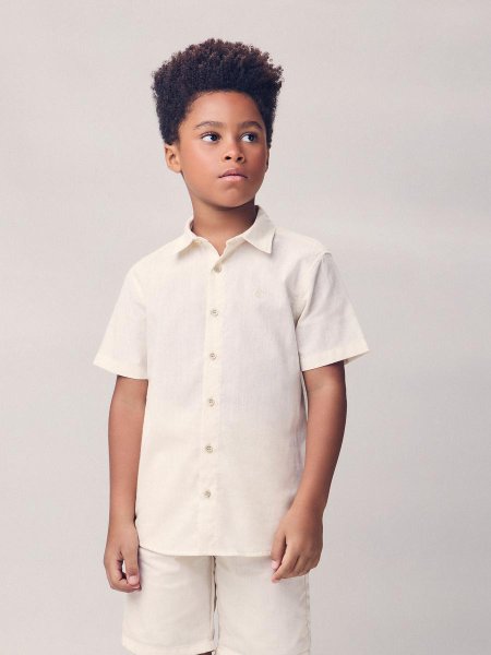 Camisa Casual Amarela Bordada