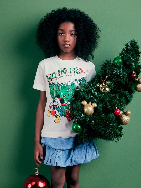 T-Shirt Infantil de Natal Mickey e Amigos Animê